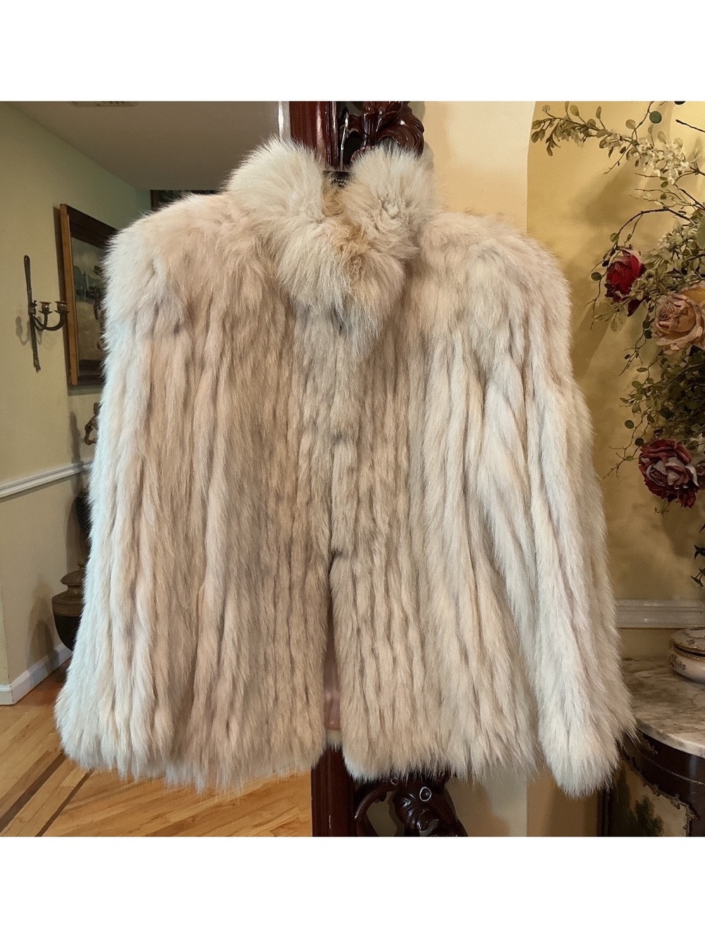 Silver Fox Fur Coat Size S